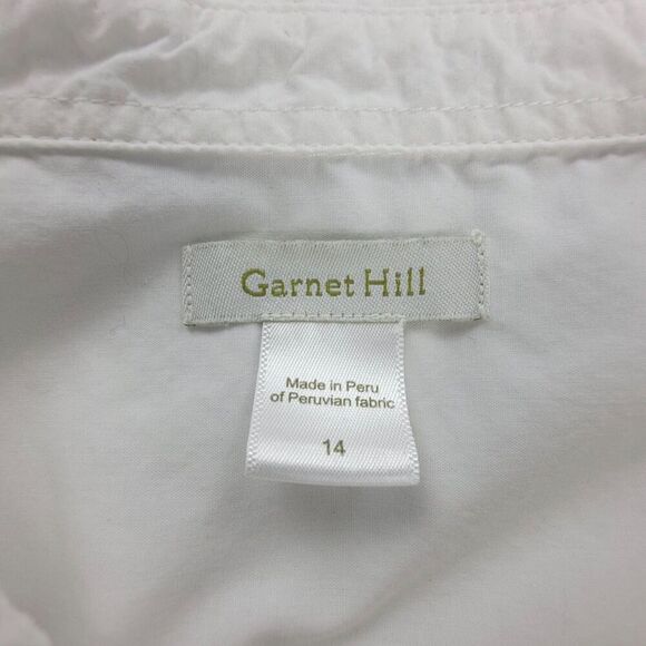 GARNET HILL Organic Pima Cotton Long Tunic Minimal Button Down Shirt White 14 - Picture 2 of 6